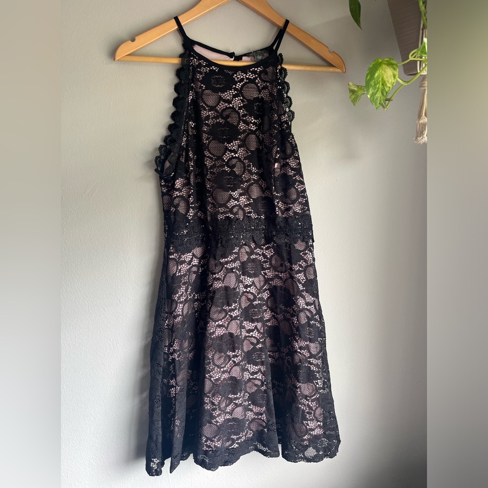 Lily Rose Black and Pink Lace Dress